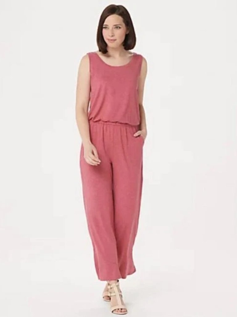 Logo Lounge By Lori Goldstein Sleeveless Wide Leg Jumpsuit Xl Coral Rose A351641